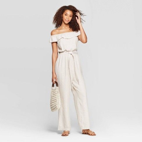 Women's Off the Shoulder Full Relaxed Fit Jumpsuit - Universal Thread™ | Target