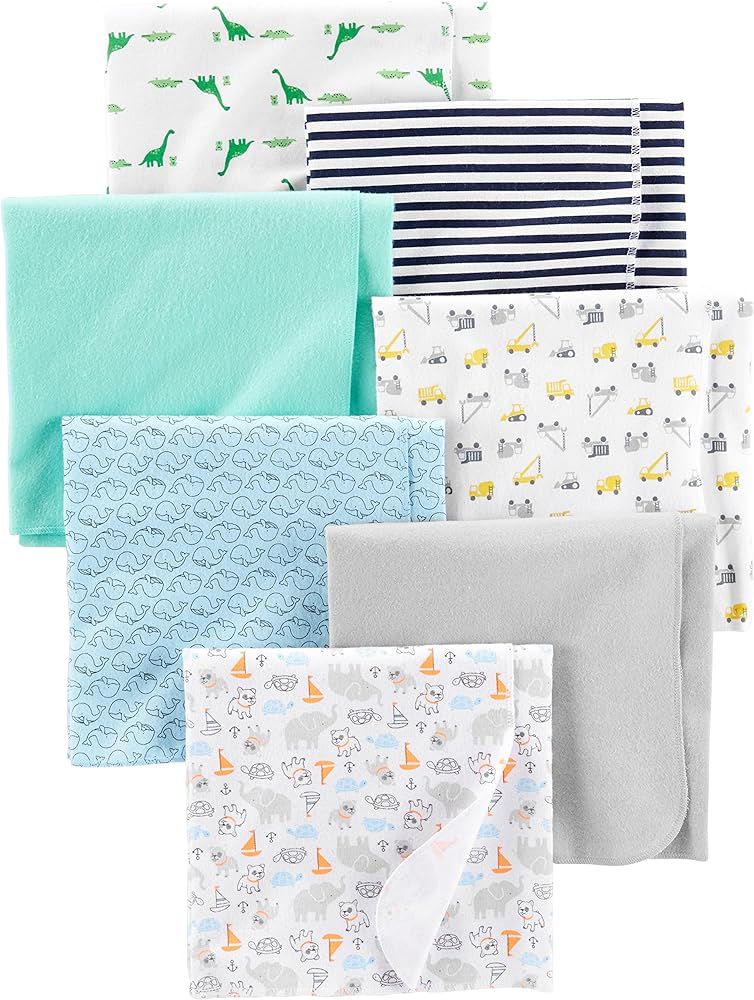 Simple Joys by Carter's Unisex Babies' Muslin burp cloths, Pack of 7, Mint Green/Blue/White, One ... | Amazon (US)