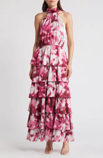 Chelsea28 Printed Tiered Mock Neck Maxi Dress | Nordstrom | Nordstrom