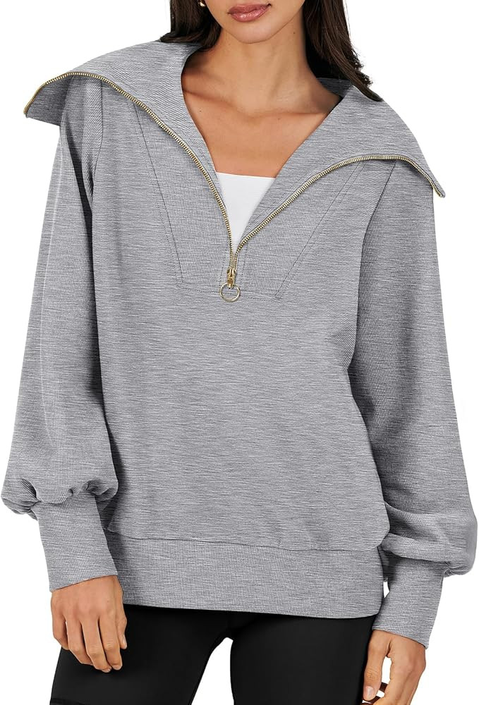 ANRABESS Womens 2023 Fall Fashion Oversized Quarter Zip Pullover Sweatshirts Hoodie for Teen Girl... | Amazon (US)