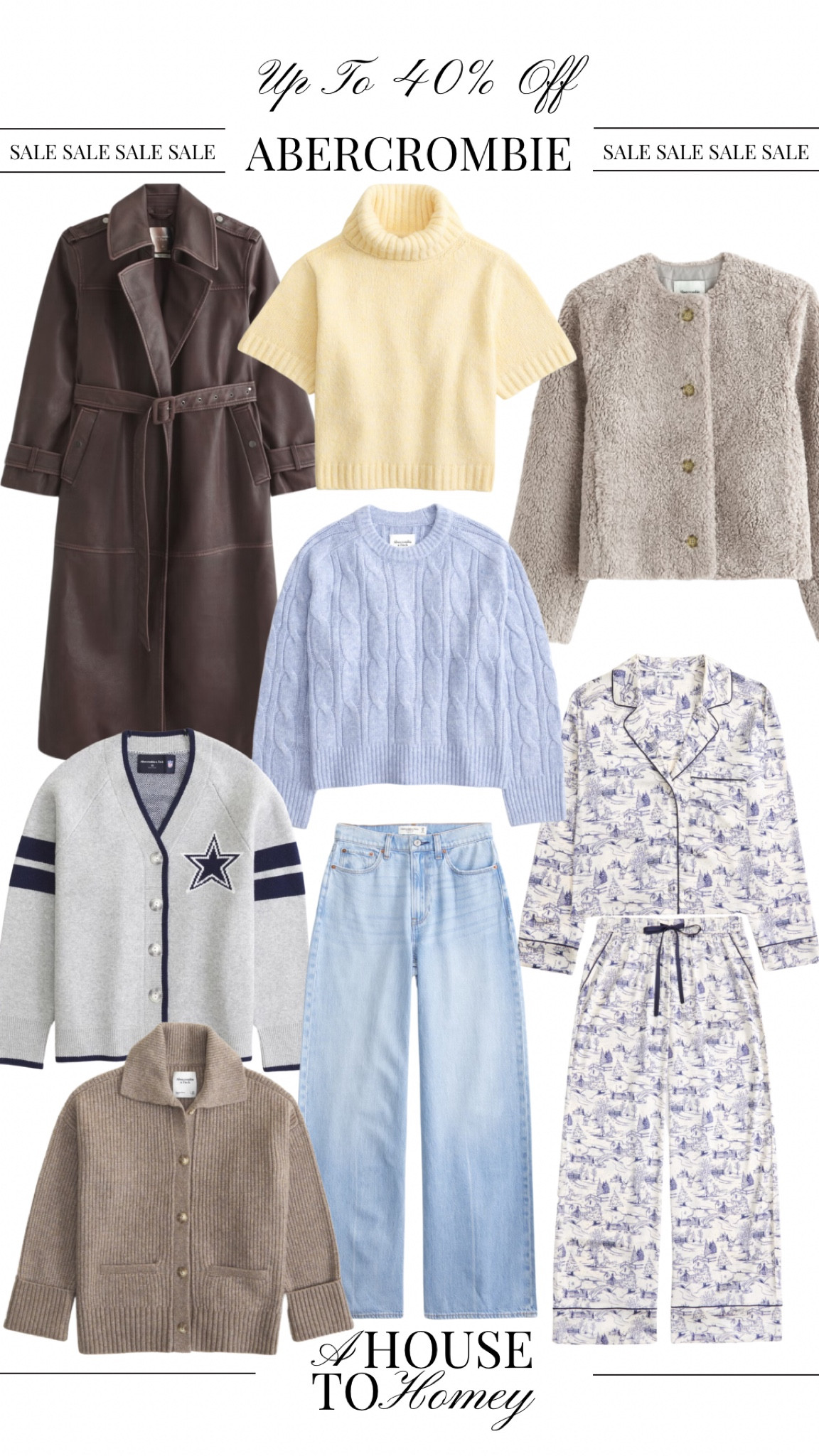 Abercrombie WINTER SALE! Up to 40% off!!

Abercrombie sale
Winter sale
Abercrombie code
Jeans
Abercrombie denim
Pajama set
Sweater
Cardigan
Jacket
Coat
Leather coat
Trench coat
Turtle neck

#LTKSaleAlert #LTKSeasonal #LTKStyleTip