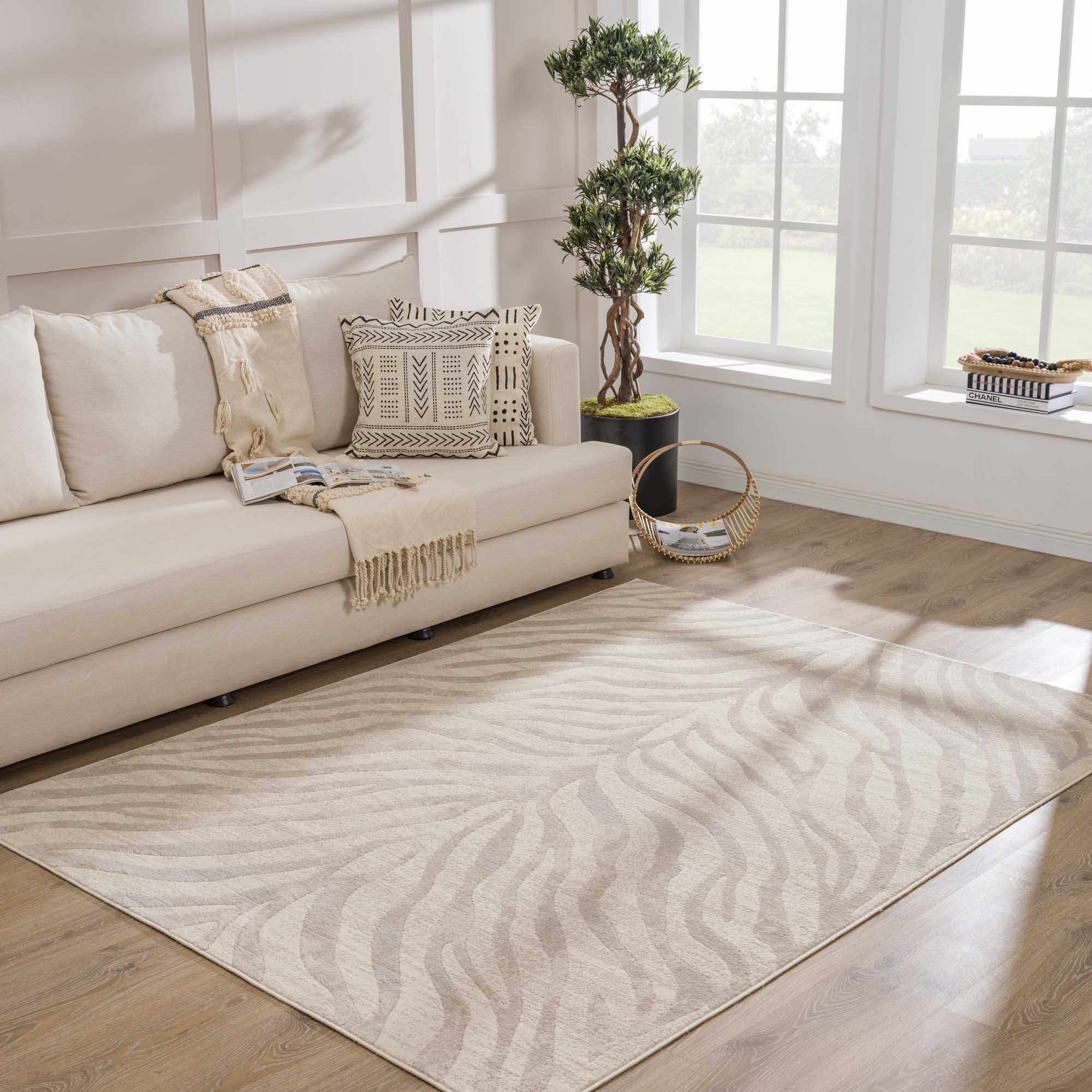 Beige Manteca Zebra Print Area Rug | Boutique Rugs