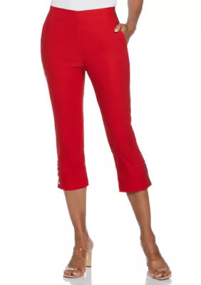 Rafaella Women's Petite Rivet Detail Pull-On Capri Pants, PS | Belk