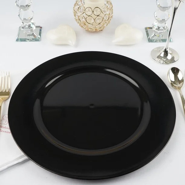 BalsaCircle 6 Black 13" Acrylic Wooden Textured Round Acrylic Charger Plates | Walmart (US)