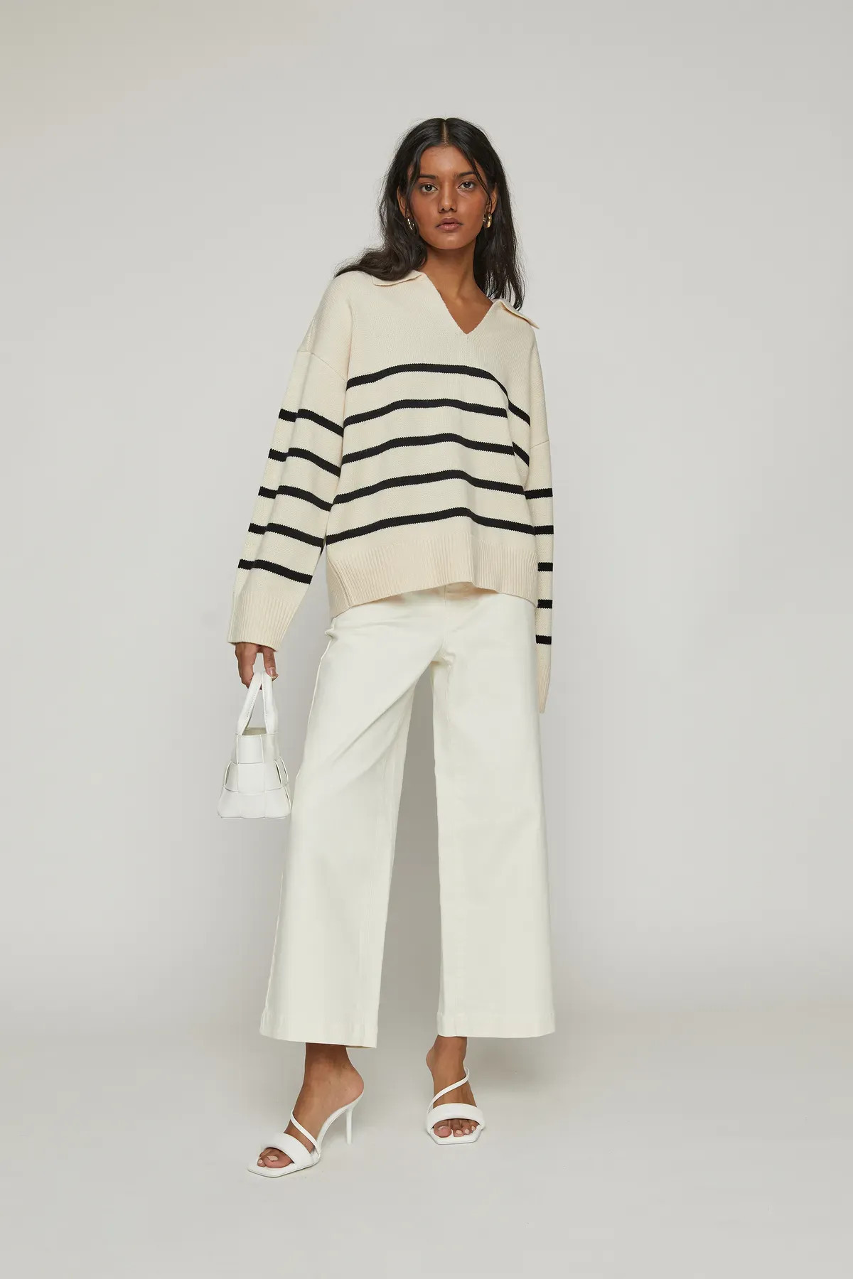 STRIPED COLLARED SWEATER | OAK + FORT