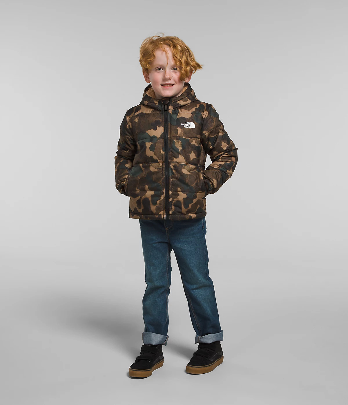 The North Face Kids’ Reversible Mt Chimbo Full-Zip Hooded Water-Repellent Jacket (Size: 2T): Utility Brown Camo Texture Small Print | The North Face (US)
