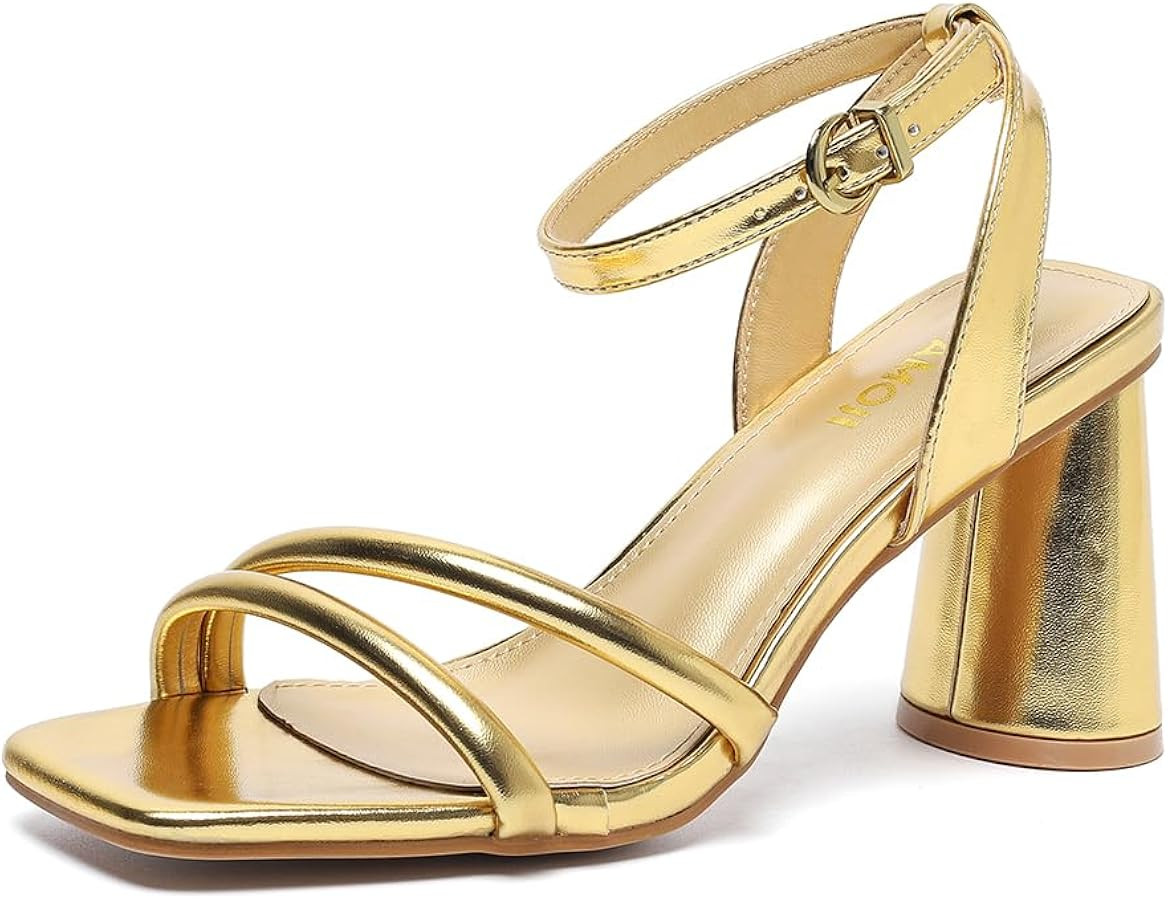 Amoji Women 3 In Block Heels Lady Heeled Dressy Sandal FZ335 | Amazon (US)