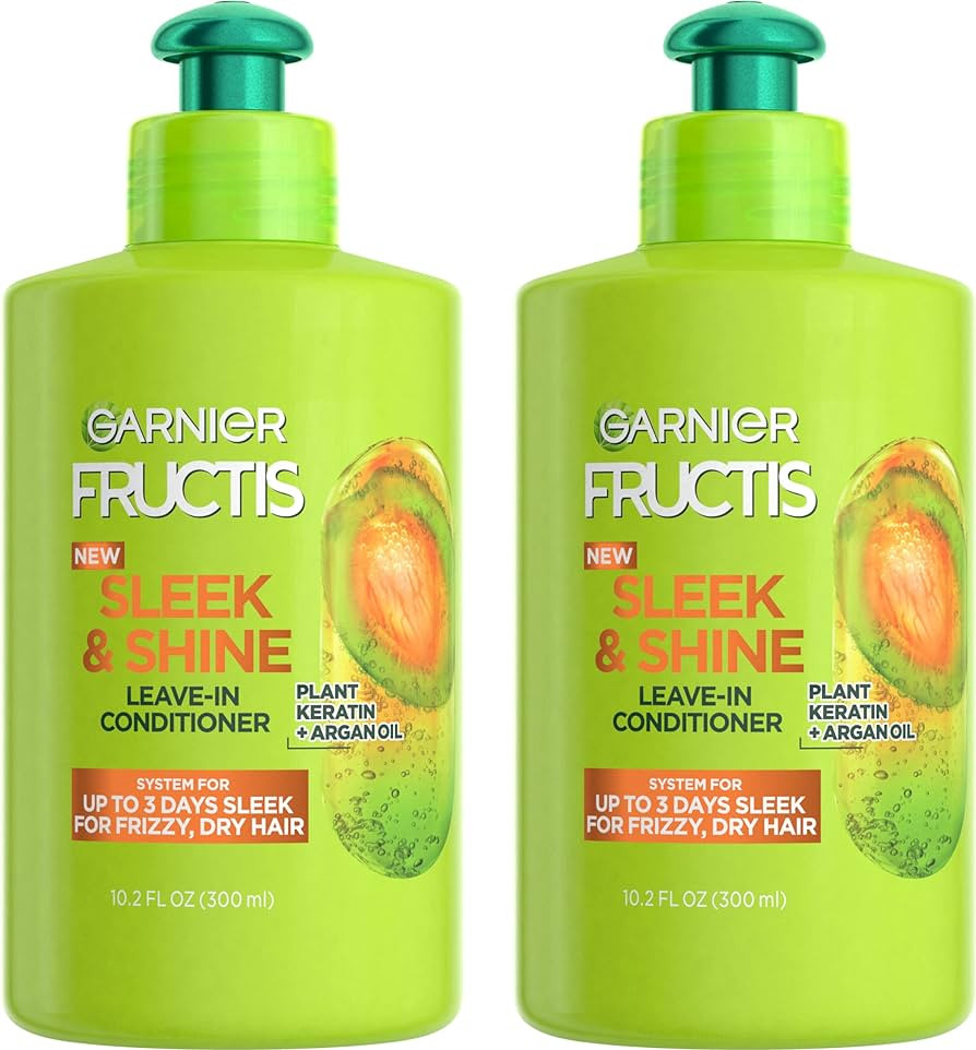 Garnier Fructis Sleek & Shine Leave-In Conditioning Cream for Frizzy, Dry Hair, Plant Keratin + A... | Amazon (US)