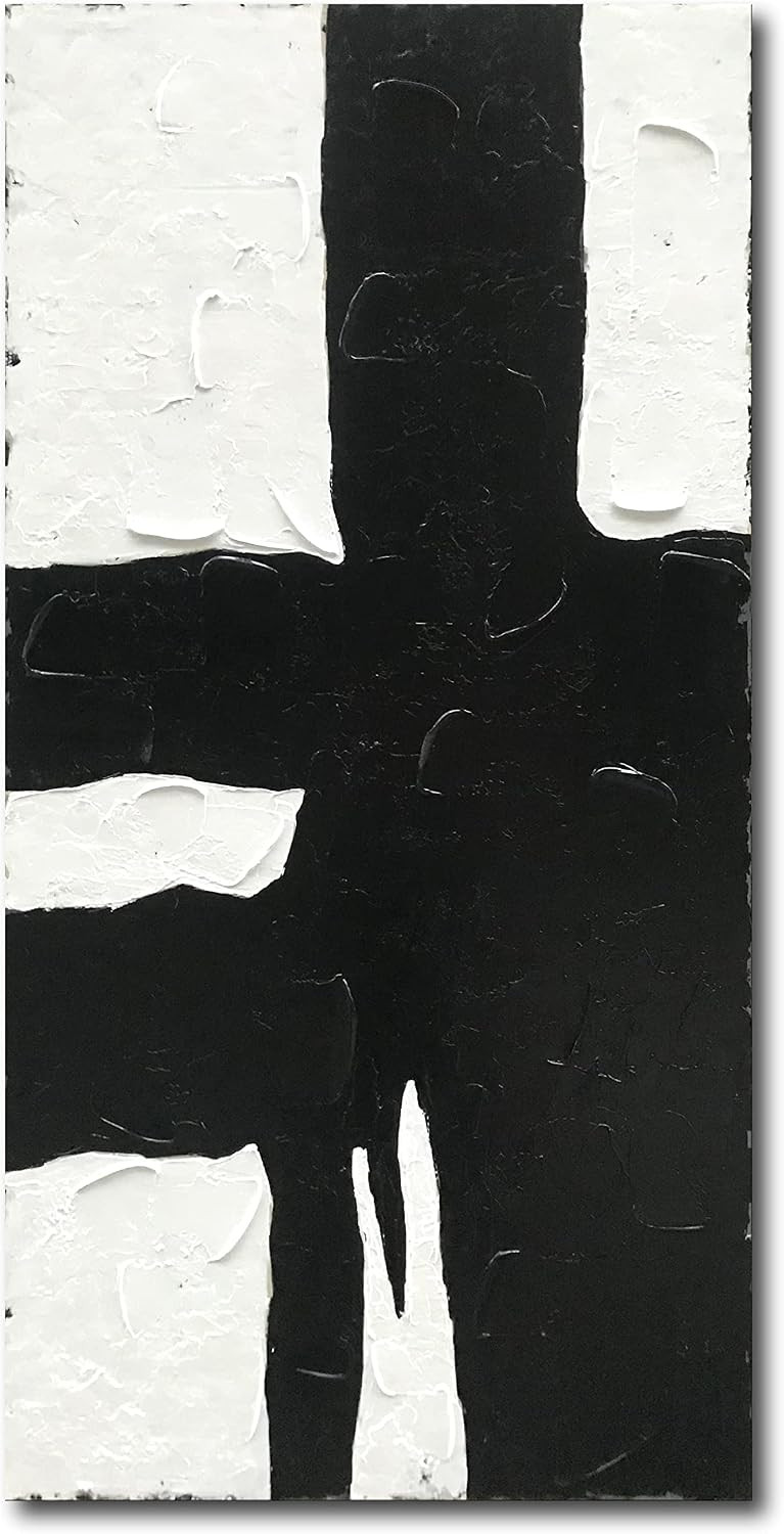 NANKAI Art Paintings Abstract Black And White Vertical Wall Art for Contemporary Living Room Larg... | Amazon (US)