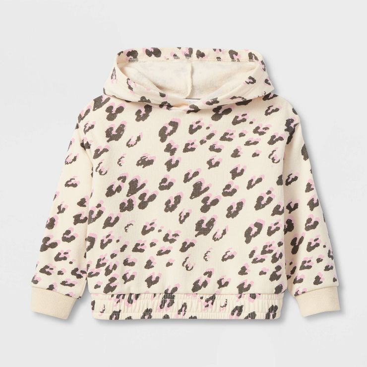 Grayson Mini Toddler Girls' Leopard Fleece Hooded Sweatshirt - Cream | Target