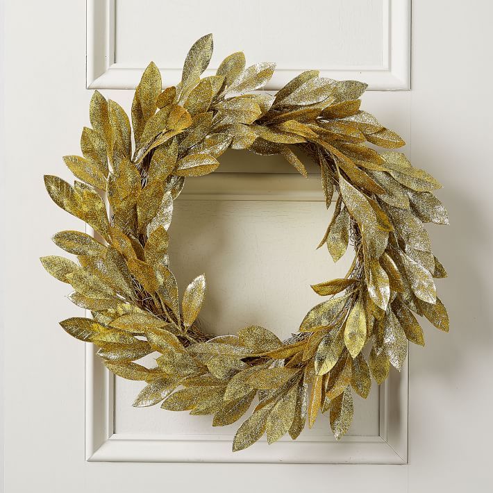 Kraft + Glitter Leaves Wreath - Gold | West Elm (US)
