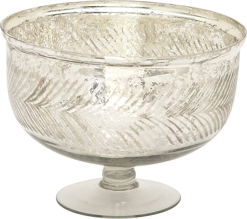 Deco 79 Glass Handmade Decorative Bowl, 11" x 11" x 8", Silver | Amazon (US)