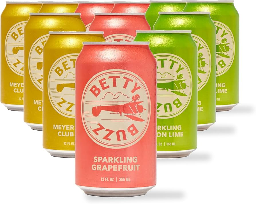 Betty Buzz Premium Sparkling Soda Citrus Variety Pack by Blake Lively (12 Pack Cans), Sparkling G... | Amazon (US)