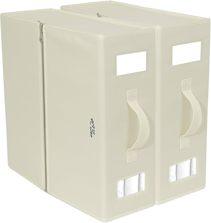 4C'Son Foldable DOUBLE ZIPPERS Bed Sheet Organizer, Fabric Storage Bins for Bed Sheets, Linen Bed... | Amazon (US)