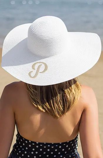 Women's Cathy's Concepts Monogram Straw Sun Hat - White | Nordstrom