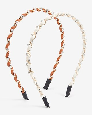 Set Of 2 Faux Suede Weave Headbands | Express