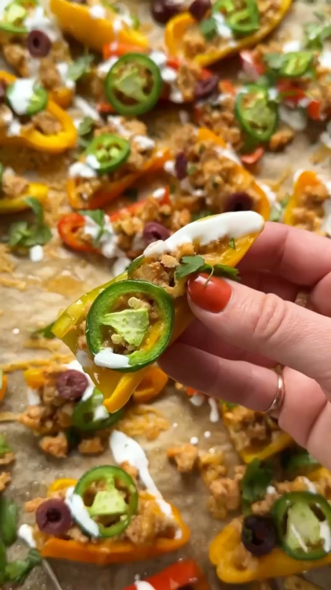 Mini Bell Pepper Loaded Turkey Nachos 🏈🌶️

Parties are usually all chips, wings, and dips… and while I love those too, I always like having at least one healthier option on the table, especially one that still feels fun, cheesy, and satisfying. 😋

✨ SAVE this for later

✅ High-protein game day snack
✅ Loaded with veggies, not chips
✅ Easy to prep and perfect for parties
✅ Crowd-friendly and lighter, but still feels indulgent

These mini bell pepper “nachos” are one of my go-tos for Super Bowl Sunday—colorful, loaded with flavor, and no one misses the chips. Double the portion and enjoy for dinner!

Get the full recipe 👉 https://www.skinnytaste.com/mini-bell-pepper-loaded-turkey-nachos/

Follow @skinnytaste for more game day food with protein 🏈🍽️

#LTKfoodie #LTKHome #LTKSeasonal