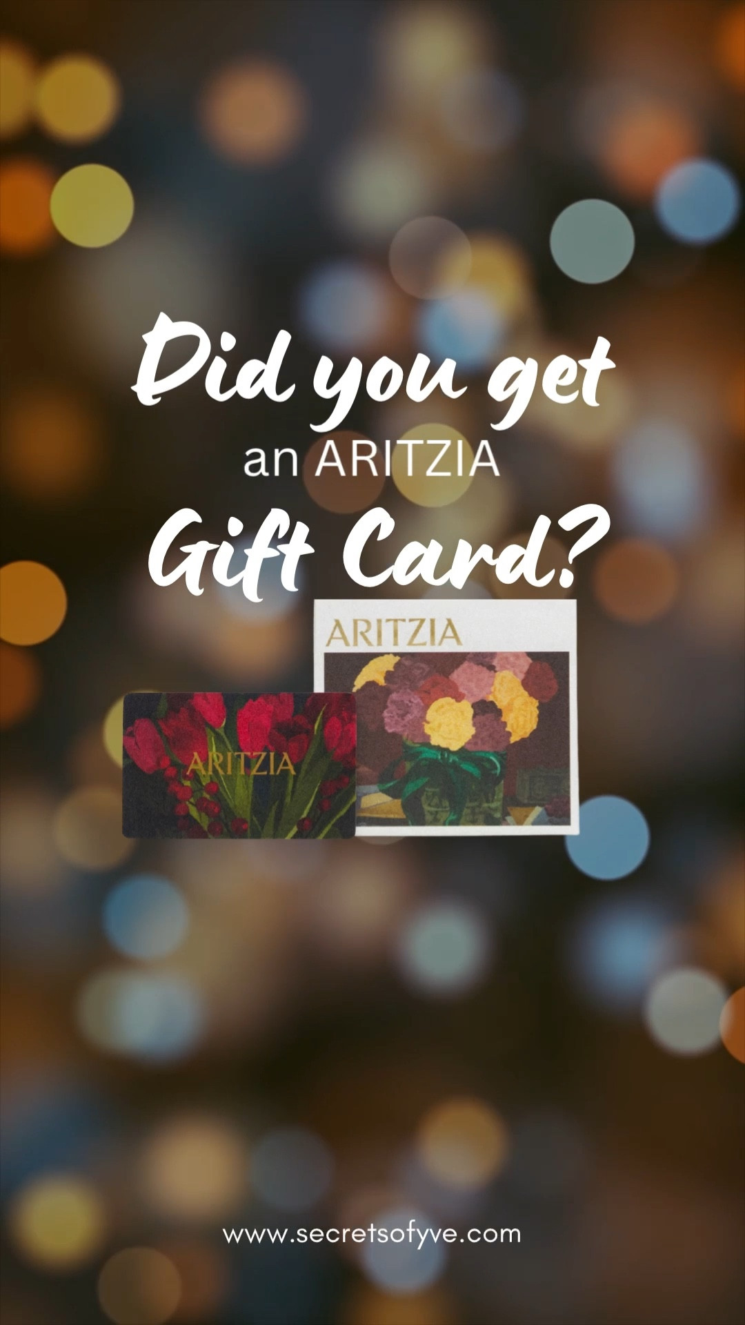 SecretsofYve: Here are 5 things I would recommend! @aritzia Gift card purchase. Gift guide. 
#Secretsofyve #ltkgiftguide
Always humbled & thankful to have you here.. New posts daily at 3pm & 4:15pm EST. 
CEO: PATESI Global & PATESIfoundation.org
@secretsofyve : where beautiful meets practical, comfy meets style, affordable meets glam with a splash of splurge every now and then. I do LOVE a good sale and combining codes! #ltkstyletip #ltksalealert #ltkfamily #ltku #ltkfindsunder100 #ltkfindsunder50 #ltkplussize #ltkmidsize #ltkover40 #ltkpetite #ltkvlog #ltktravel #ltkparties #ltkbump #ltktall #ltkholiday #ltkvlog secretsofyve 

#LTKmomlife #LTKSeasonal #LTKootd
