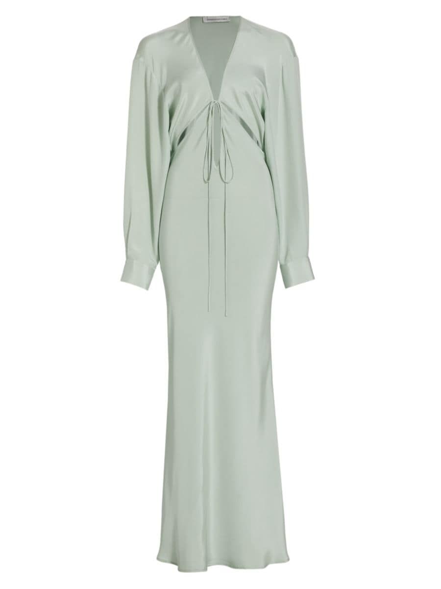 Triquetra Tie-Front Silk Dress | Saks Fifth Avenue