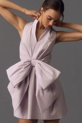 Porridge V-Neck Bow-Front Mini Dress | Anthropologie (US)