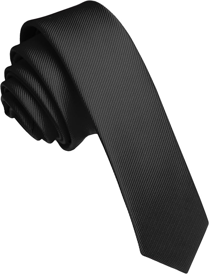 JEMYGINS 1.58" Black Tie Silk Skinny Ties for Men Slim Necktie(4cm) at Amazon Men’s Clothing st... | Amazon (US)