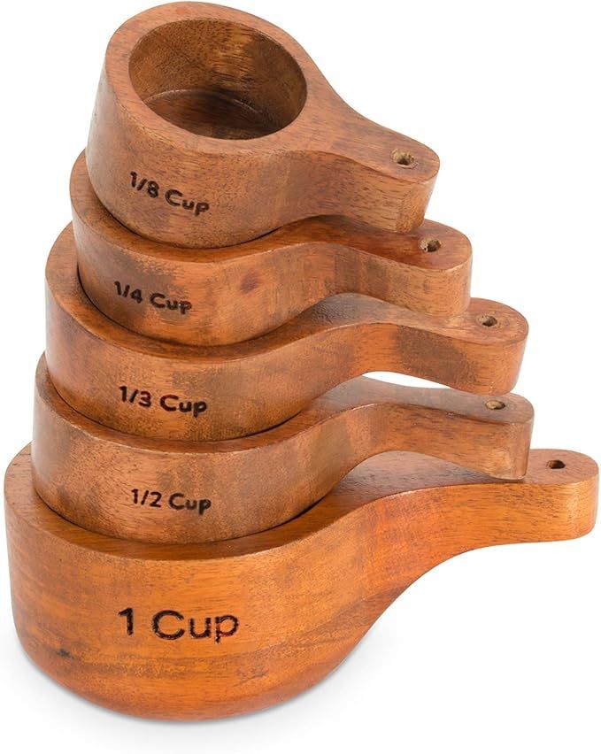 Eco-Friendly Mango Wood Measuring Cup Set of 5, Hand Crafted with Wood Polish Finish - Wooden Mea... | Amazon (US)