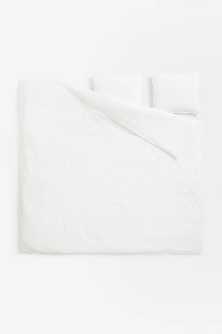 Linen-blend King/Queen Duvet Cover Set - White - Home All | H&M US | H&M (US + CA)