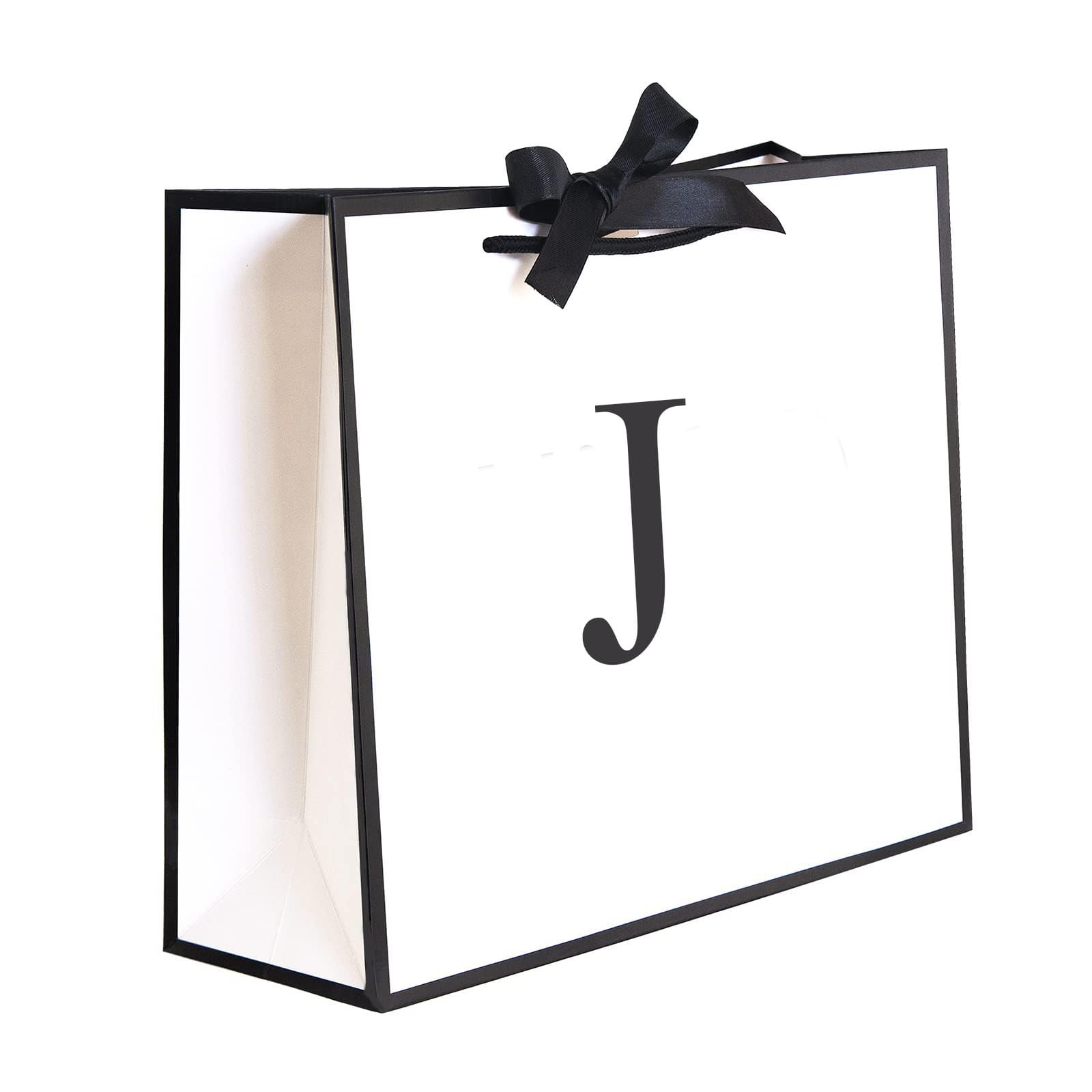 QLSKO Initial Gift Bag with Bow Ribbon Personalized Horizontal Paper Bag Monogrammed Birthday Gif... | Amazon (US)