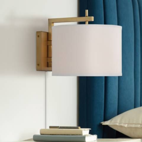 Adair Warm Brass Plug-In Wall Lamp | Lamps Plus