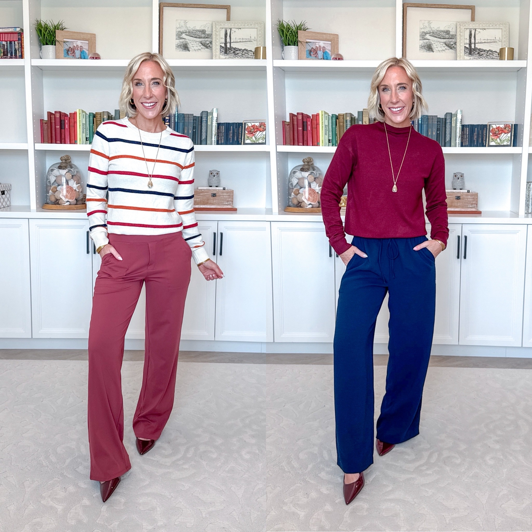Amazon - fall finds - from dressy to casual * Hollow Out Knit Crewneck Sweater - size small. 12 colors. * Wide Leg Yoga-Work Pants - size small, 31" Inseam. 30+ colors. (Color: Dark Burgundy). Mock Neck Sweater - size small. 10 colors. * Wide Leg Wrinkle Resistant Crepe Pants - size small, regular. 10 colors.

#LTKSeasonal #LTKOver40 #LTKPetite