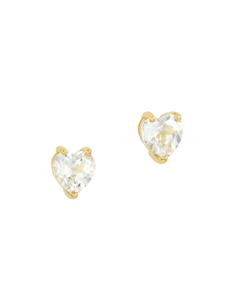 Heart Tinsy 18K Yellow Gold & White Topaz Stud Earrings | Saks Fifth Avenue