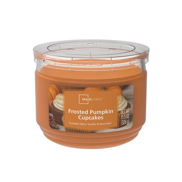 Mainstays Frosted Pumpkin Cupcakes Scented 3-Wick Glass Jar Candle, 11.5 oz. - Walmart.com | Walmart (US)