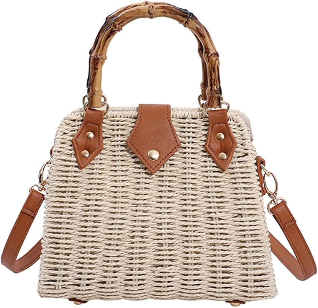 Molodo Straw Tote Bag for Women Rattan Crossbody Handbags Woven Wicker Clutch Purse Imitation Bam... | Amazon (US)