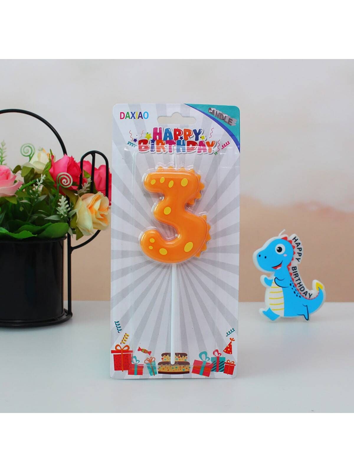 1pc Baby Dinosaur Shaped Number 3 Birthday Candle | SHEIN
