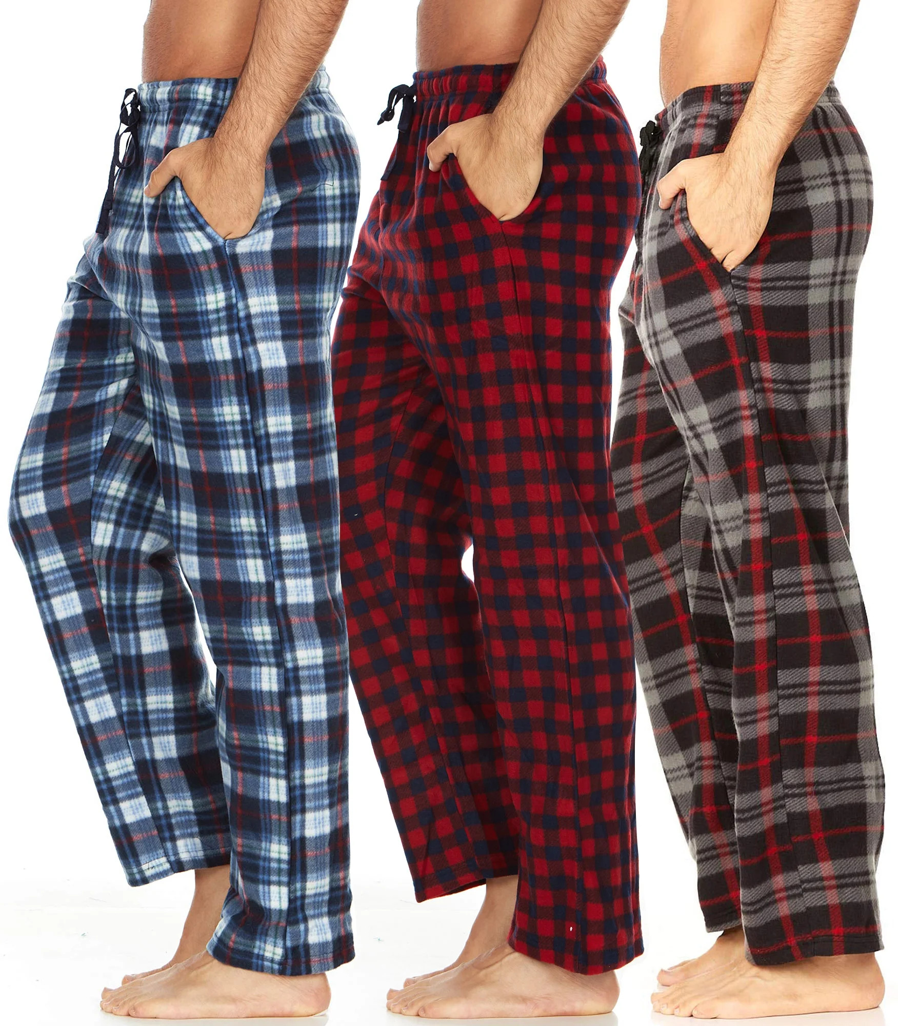 DARESAY Mens 3 Pack Pajama Pants for Men, Microfleece Pajama Pants, Men's Pajamas, Sleep pants wi... | Walmart (US)