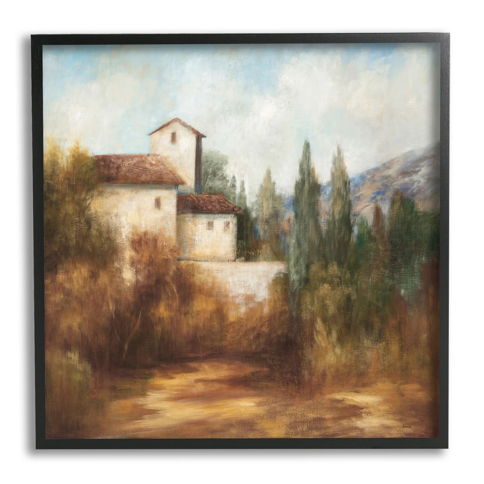 Stupell Industries Countryside Estate Warm Autumn Field Villa Landscape Painting Black Framed Art... | Walmart (US)