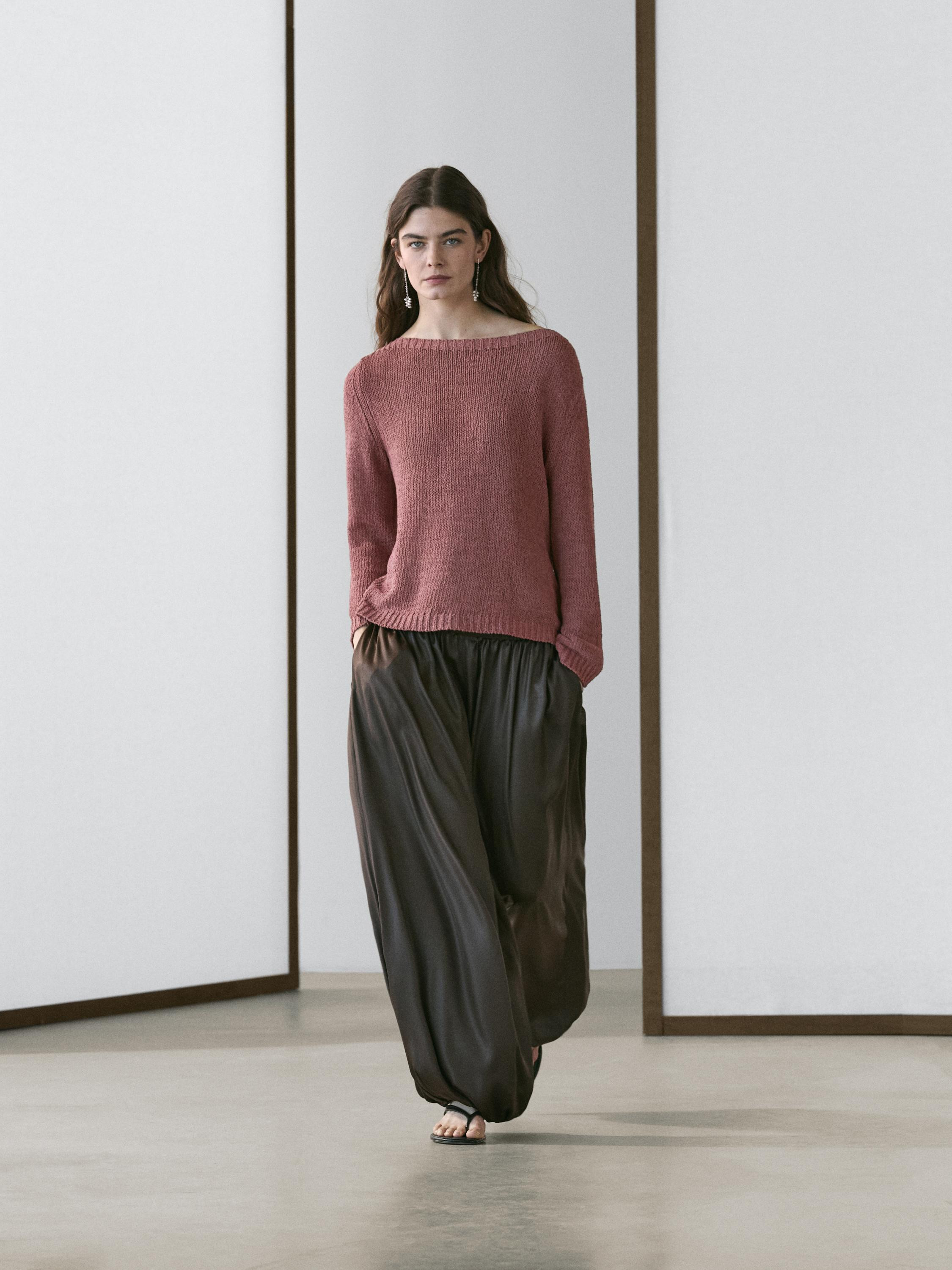 Flowing balloon fit satin trousers | Massimo Dutti UK