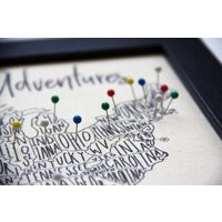 Usa Push Pin Travel Map ""Our Adventures"" Cotton Canvas, Framed | Etsy (US)