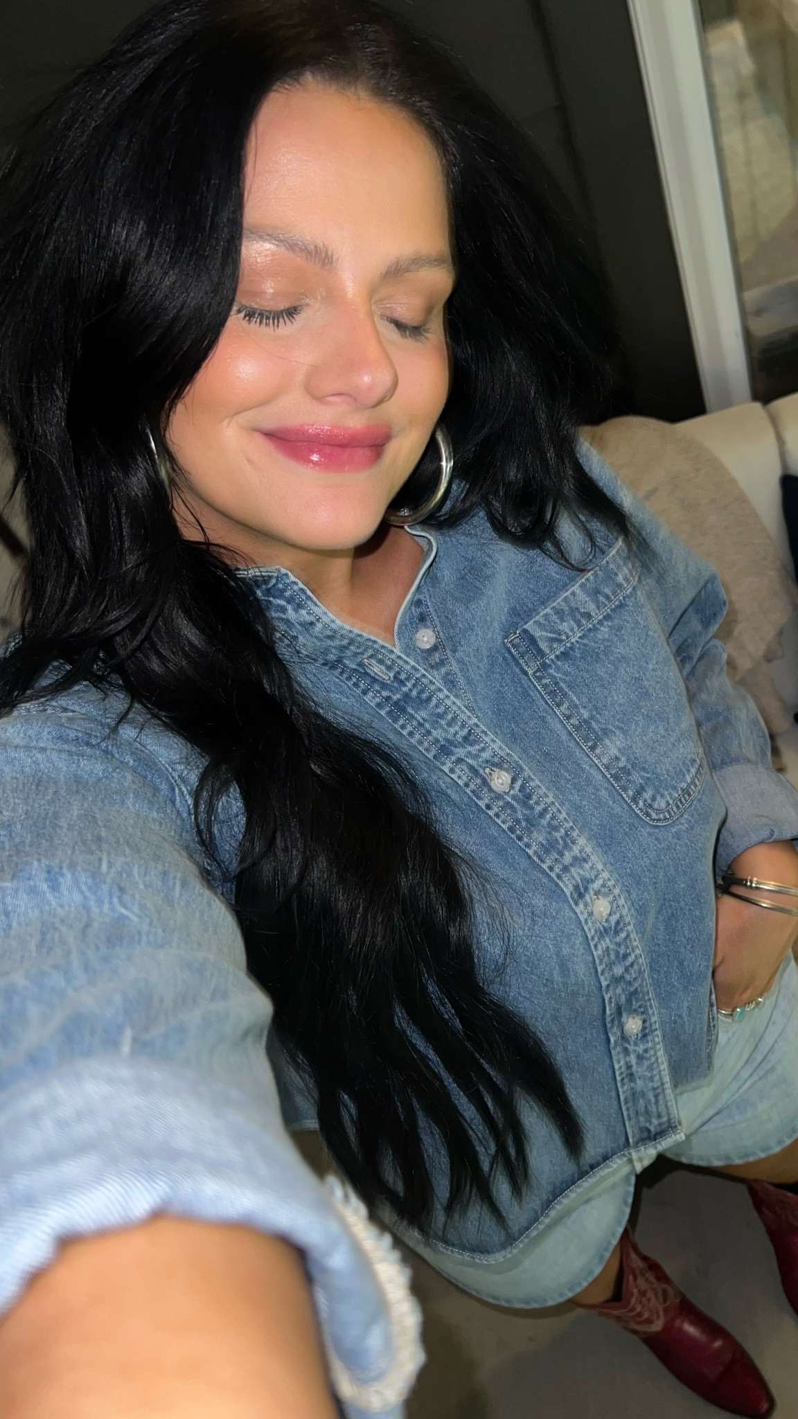 Concert outfit inspo! Obsessed with this cropped but fitted denim too! It’s the perfect flattering cut without being tight!! Love a denim on denim moment! Wearing a Large! Shorts are curve love which gives you extra room in the fluted thighs and hips without the waist being larger! Wearing a 30/10 

#LTKstyletip #LTKMostLoved #LTKmidsize