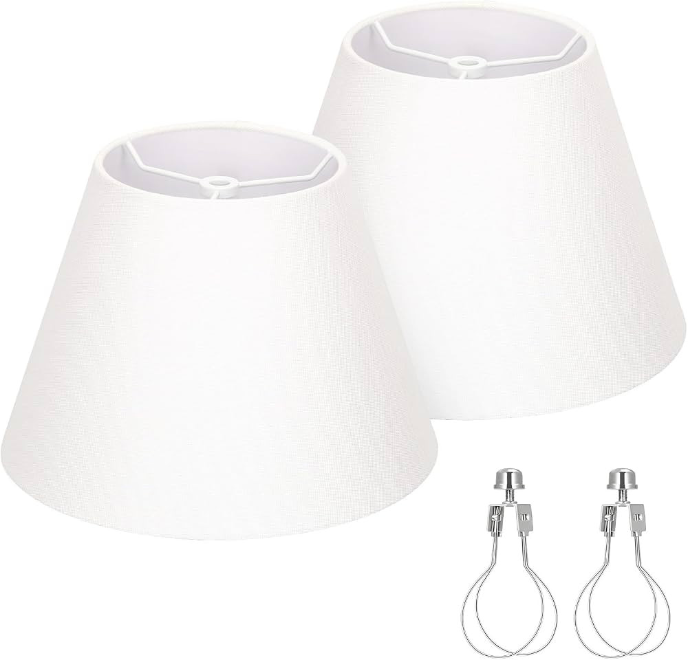 Small Lamp Shades Set of 2, White Lamp Shades for Table Lamps 5.5" Top x 10" Bottom x 6.6" High, ... | Amazon (US)