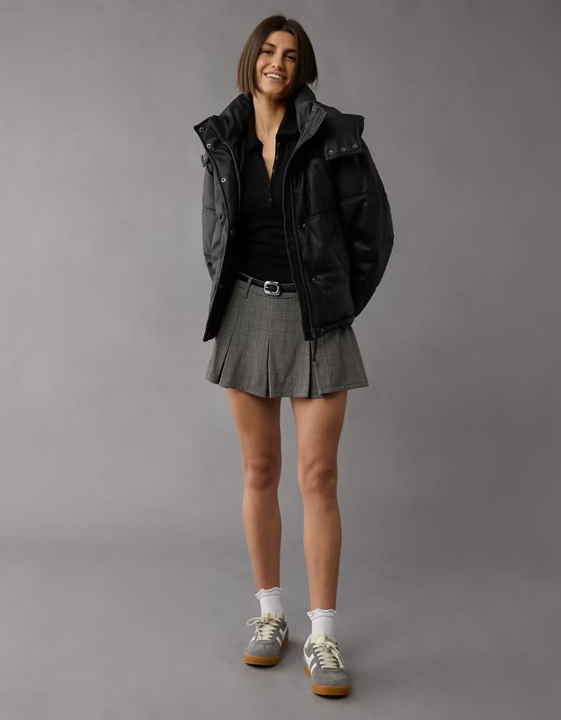 AE Vegan Leather Puffer Jacket | American Eagle Outfitters (US & CA)