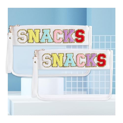 Sunnydeer 2Pcs Snack Bags for Travel,Snack Bag for Letter Flat Pouch, Snack Bags for Kids Small Snack Bag(white) | Amazon (US)