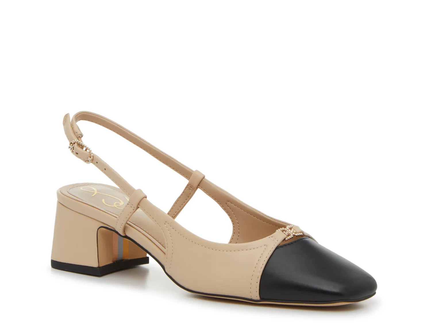 Sam Edelman Tarra Pump | Women's | Sand/Black Leather | Size 8.5 | Pumps | Slingback | DSW