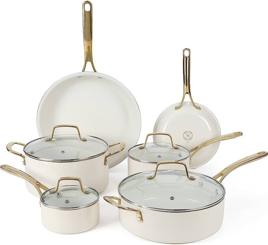 Martha Stewart Lockton Premium Nonstick PFA Free Ceramic Interior 10 Piece Heavy Gauge Enamel Alu... | Amazon (US)