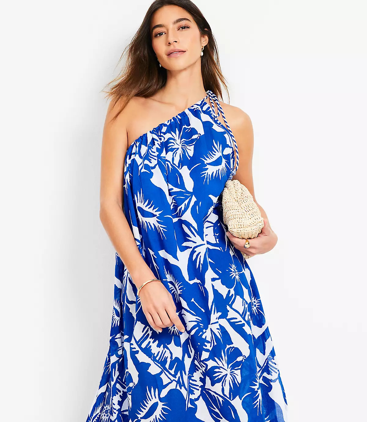 LOFT Beach Tropical One Shoulder Swimsuit Coverup | LOFT
