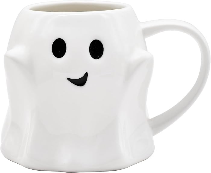 14 oz Halloween Ghost Mug \u2013 White Cute Ceramic Coffee Cup with 3D Ghost Design, Spooky Hallo... | Amazon (US)