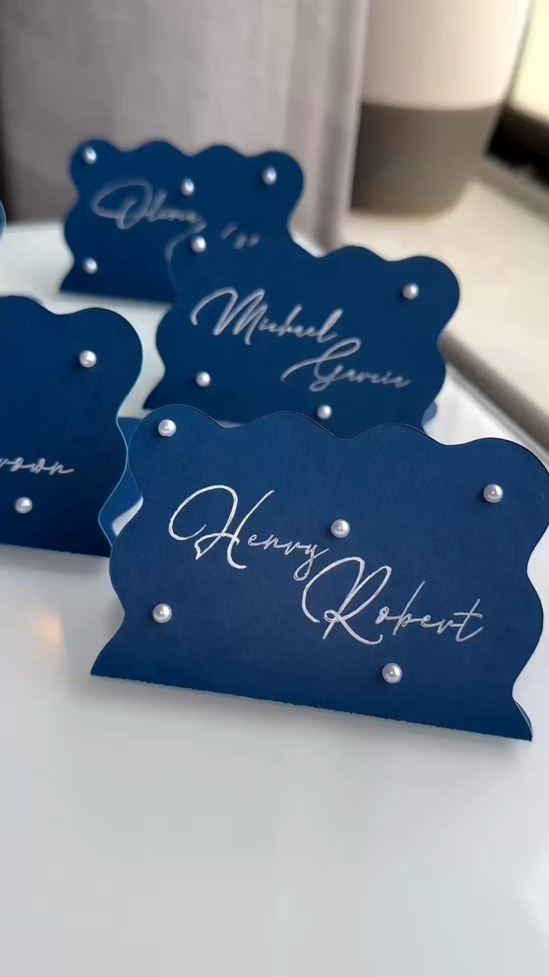 DIY Wavy & Navy Pearl Place Cards ✨

#LTKWedding