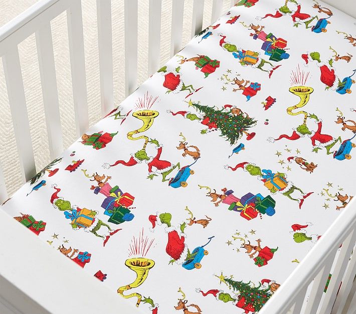 Dr. Seuss's The Grinch™ Organic Flannel Crib Fitted Sheet | Pottery Barn Kids