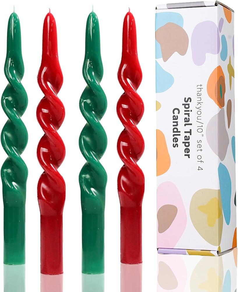 LPUSA 10 inch Christmas Taper Candles-Green and Red Spiral Candles-Unscented Candle Sticks and Dr... | Amazon (US)