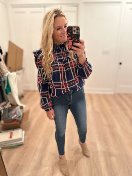 Cutest plaid top for fall. Wearing size small. Wearing wit and wisdom jeans size 2  

#LTKunder100 #LTKstyletip #LTKSeasonal